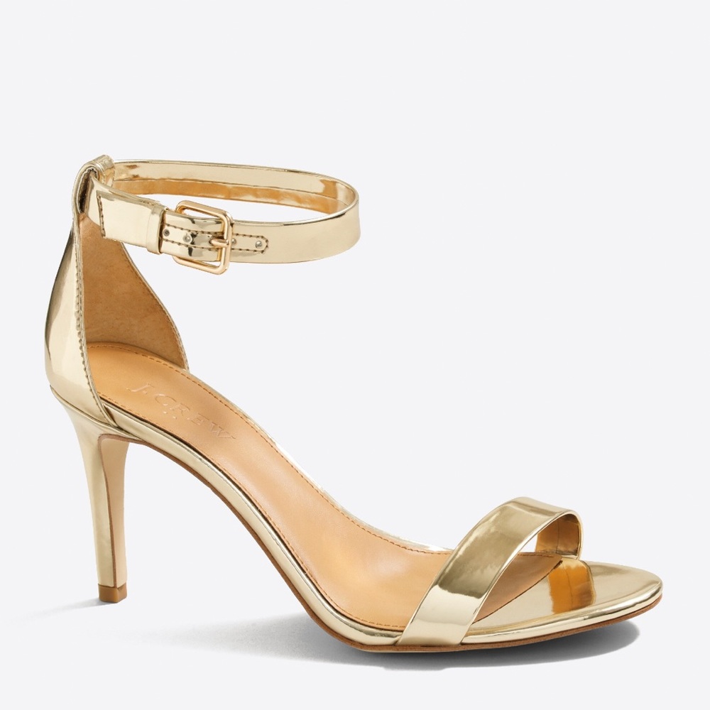J. Crew Gold Mirror Sandals. Never worn. In box.